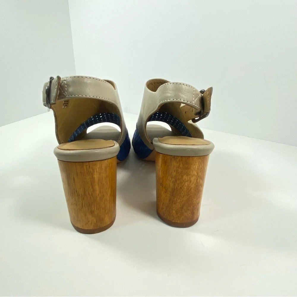 Anthropologie Nina Payne 8.5 9 Slingback Sandal Lina Heels Blue Leather EU 39 - Picture 6 of 11